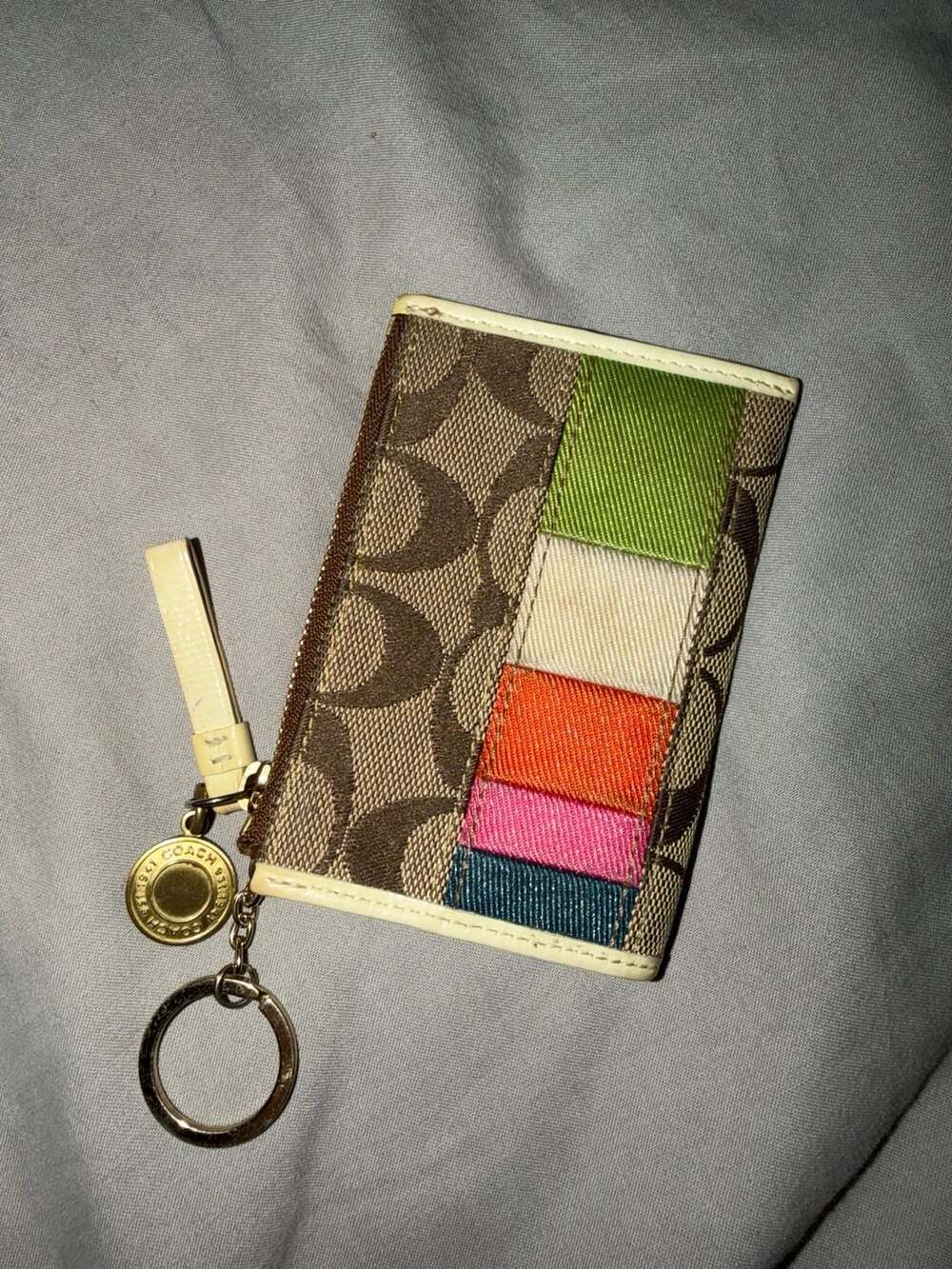 Y2K Coach Legacy Striped Multicolor Wallet